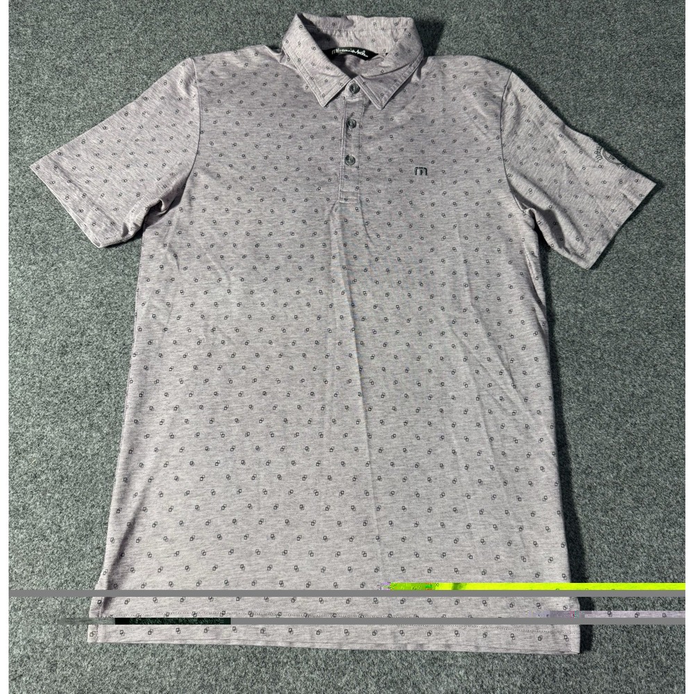 Travis Mathew Polo Shirt Sz S Short Sleeve Golf Light Purple Geometric Embroider